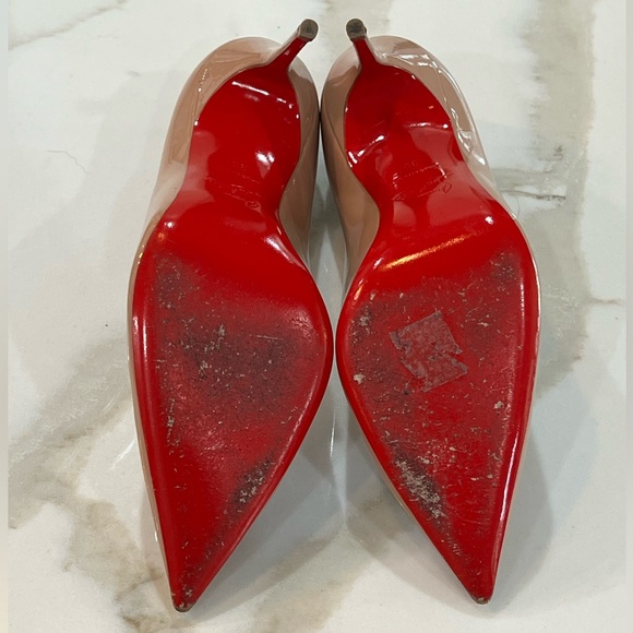 Christian Louboutin Decollete 554 100 Patent Leather Nude Pumps Size 39 EU - Picture 4 of 16